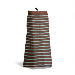 PrettyLittleThing knit Striped Brown and Blue Maxi Skirt
